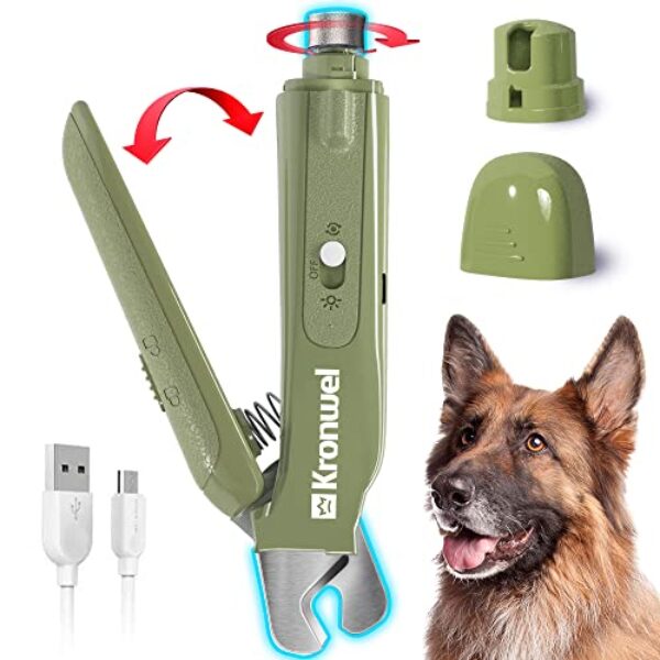 2-in-1 Rechargeable Dog Nail Grinder & Dog Nail Clippers, Dog Nail Trimmers for Large Dogs, Pet Nail Grinder for Dogs, Electric Dog Nail Trimmer for Medium Dogs (Khaki, Khaki)