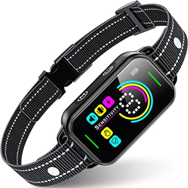 Dog Bark Collar, DINJOO Bark Collar for Large Medium Small Dogs,Smart Bark Collar,Rechargeable Anti Barking Training Collar with 8 Adjustable Sensitivity,Bark Shock Collar with Beep Vibration