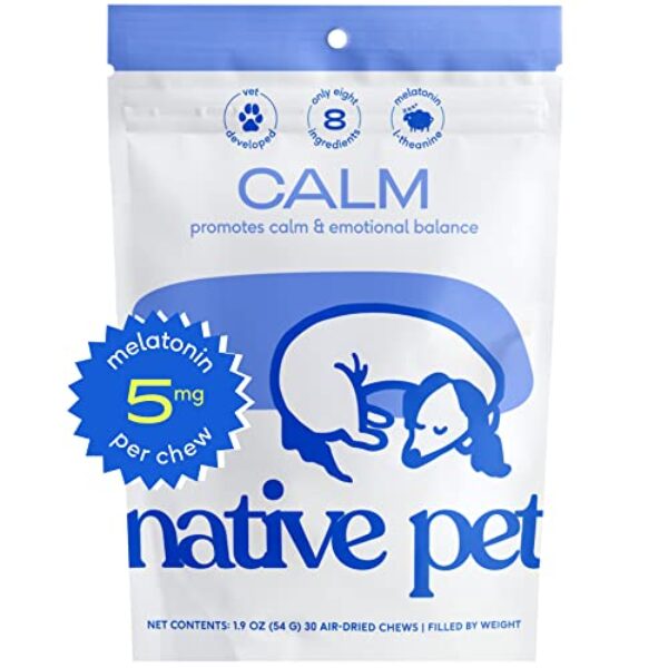 Native Pet Calm – Dog Calming Chews – Dog Melatonin for Small, Medium, Large Dogs – Melatonin for Dogs Sleep Aid – All-Natural Dog Calming Chews – Anxiety Relief Treats - Calming Dog Treats -30 Chews