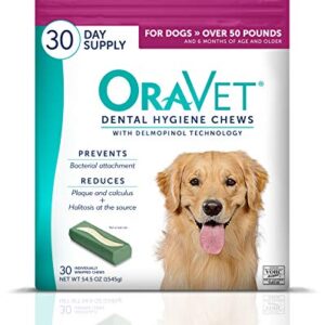 ORAVET Dental Chews for Dogs, Oral Care and Hygiene Chews (Large Dogs, Over 50 lbs.) Pink Pouch, 30 Count