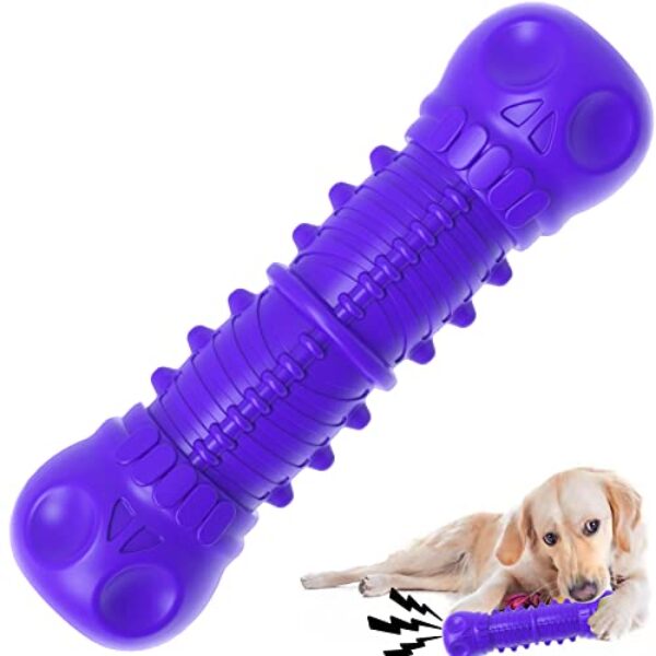ZIKATON Dog Squeaky Toys for Aggressive Chewers, Indestructible Dog Chew Toys for Large Medium Breed Dog, Indestructible Dog Toys, Tough Durable Dogs Toys with Natural Rubber (Purple, for Large Dogs)