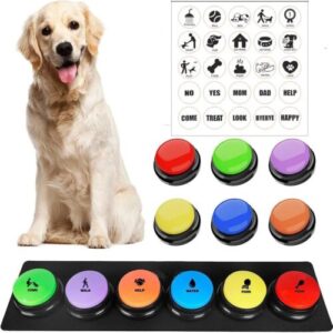 6pcs Dog Buttons for Communication Training Buzzer W/ Mat and 24 Scene Stickers