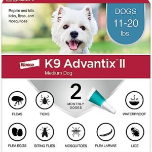 K9 Advantix II Medium Dog Vet-Recommended Flea, Tick & Mosquito Treatment & Prevention | Dogs 11-20 lbs. | 2-Mo Supply