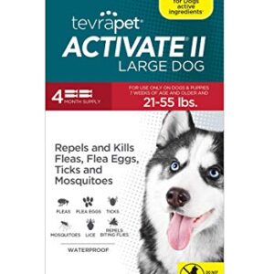 Activate II Flea and Tick Prevention for Dogs | 4 Count | Large Dogs 21-55 lbs | Topical Drops | 4 Months Flea Treatment