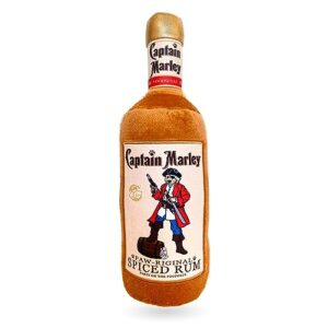 Bark Bros - Liquor Bottle Dog Toy - Plush Squeaky Dog Toys Funny Drink Parody - Alcohol Dog Toy - Dog Birthday Toy - Cute Dog Toys - Puppy Gifts - Puppy Stuff - Dog Stuff (Large, Captain Marley)