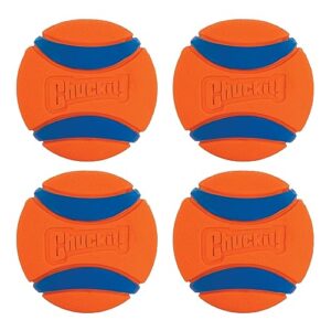 Chuckit! Ultra Ball Dog Toy, Medium (2.5 Inch Diameter) Pack of 4, for breeds 20-60 lbs