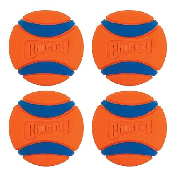 Chuckit! Ultra Ball Dog Toy, Medium (2.5 Inch Diameter) Pack of 4, for breeds 20-60 lbs