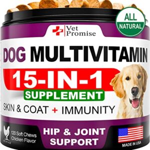 Dog Multivitamin Chewable with Glucosamine - Dog Vitamins and Supplements - Senior & Puppy Multivitamin for Dogs - Pet Joint Support Health - Immunity - Mobility - Energy - Gut - Skin - 120 Chews