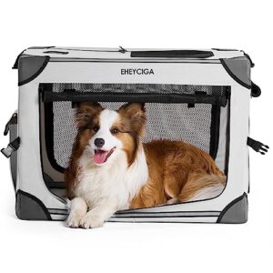EHEYCIGA Collapsible Dog Crate for Large Dogs, Portable Soft Dog Travel Crate with Mesh Windows, Indoor & Outdoor Foldable Dog