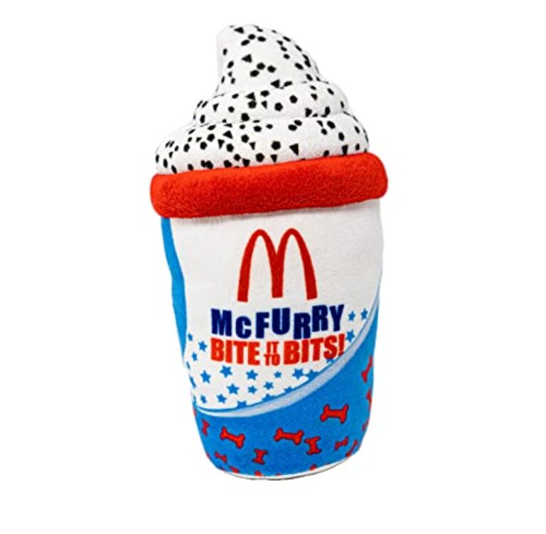PAWzarre - McFurry Retro Shake Squeaky Plush Dog Toy for Small, Medium, and Large Dogs - Funny Cute & Cool Dog Gift for Birthdays