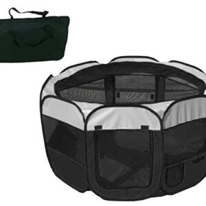Pet Life All-Terrain Lightweight Wire-Framed Folding Collapsible Pet Playpen, Travel Cat and Dog Playpen, Features Breathable Mesh and Zippered Entrances with Carrying case