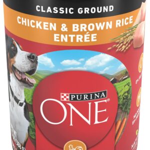 Purina ONE Classic Ground Chicken and Brown Rice Entree Adult Wet Dog Food – (Pack of 12) 13 oz. Cans