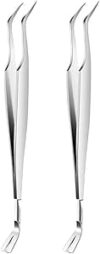 2Pcs Silver Stainless Steel Tick Tweezers Dual Tipped Tick Remover Tool First Aid Tweezers Tick Killer Tweezer for Human