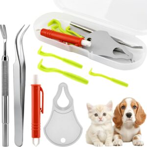 Frinovalt Tick Remover Tool Kit,Tick Tweezers Remover Tool Kit for Dogs Cats Pets,2Pcs Stainless Steel Ticks Tweezers+1