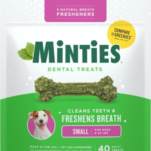 Minties Dog Dental Bone Treats, Tiny/Small Dental Dog Treats, 16 Ounces, Cleans Teeth, Fight Bad Breath, Removes Plaque