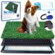 Petwish Small (20″ x 16″) Dog Grass Pad with Tray Indoor Dog Potty Grass pad for Dogs – Portable Training Pad with Tray and Artificial Grass for Dogs – Includes 12Pcs Pee Pads & a Dog Clicker.